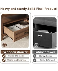 gaomon Farmhouse Coffee Table with Drawers, 47.2" Rustic Walnut Center Table, Ample Storage, Elegant Design, Brown