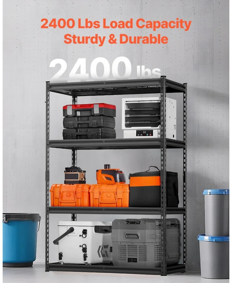 Mecale 4-Tier Storage Shelves, 2400-Lb Capacity, Adjustable Heavy-Duty Utility Rack