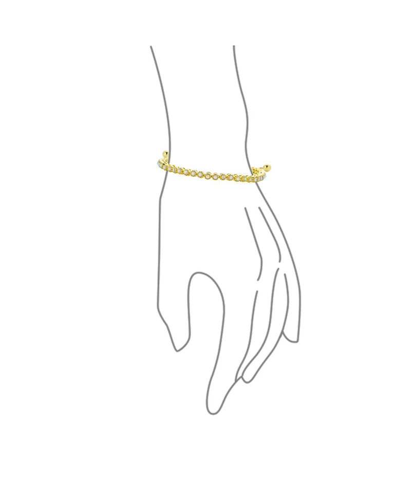 Bling Jewelry Milgrain Bezel Created Opal Tennis Bolo Bracelet 14K Gold Plated Sterling Silver