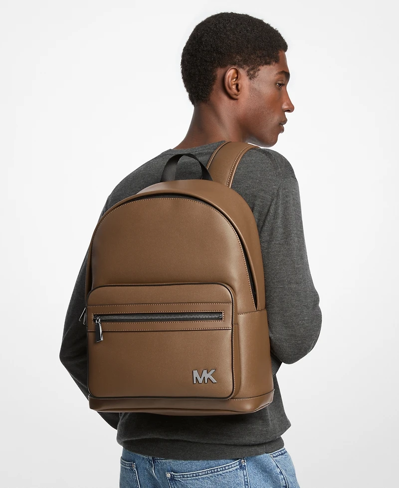 Michael Kors Men's Logo Printed Front Zip Backpack