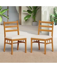 Slickblue Solid Acacia Wood Patio Chairs, Armless, Set of 2