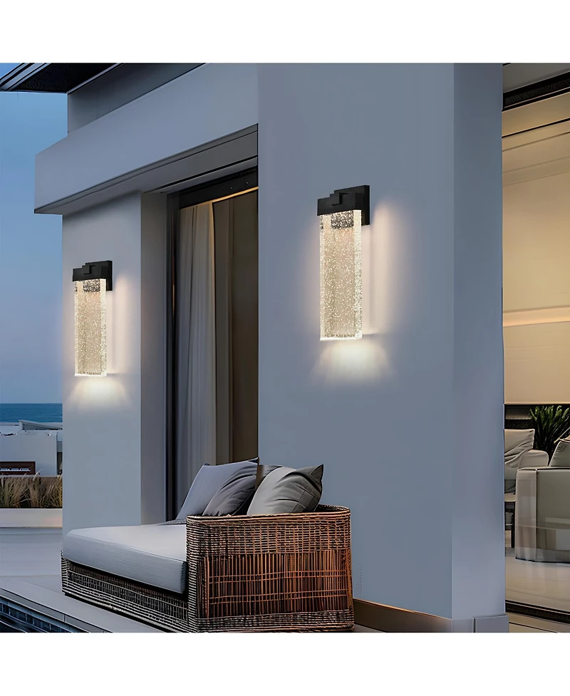Flynama 18"(H) 1-pack 12W Modern Outdoor Wall Light Fixture, Black Finish, Up and Down Lighting for Porch, Patio, and Garden
