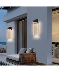 Flynama 18"(H) 1-pack 12W Modern Outdoor Wall Light Fixture, Black Finish, Up and Down Lighting for Porch, Patio, and Garden