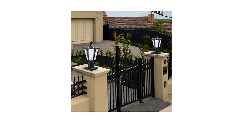 Flynama 15 Inch Solar Powered Outdoor Lantern with Adjustable Brightness for Garden and Pathway 2-Pack