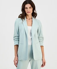 Anne Klein Women's Stretch Crepe Scrunch-Sleeve Open-Front Blazer