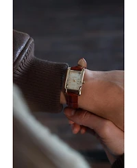 Peugeot Women's 34x20mm Contour Dress Watch Brown Leather Strap