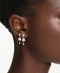 Swarovski Mixed Cuts, Heart with Arrow, White, Rhodium Plated Idyllia Drop Earrings