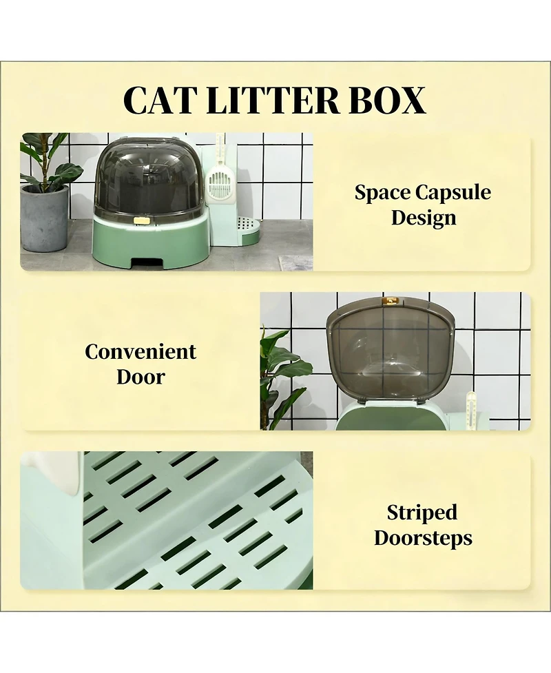 Aostirmotor Covered Cat Litter Box in Green