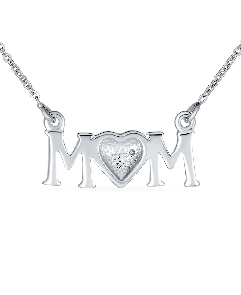 Bling Jewelry Inspirational Message Words Mom Heart Pendant Mother Necklace Sterling Silver