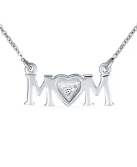 Bling Jewelry Inspirational Message Words Mom Heart Pendant Mother Necklace Sterling Silver