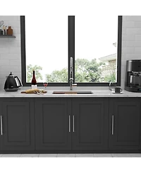 flynama 33inch Gunmetal Black Workstation Undermount Kitchen Sink 16G T304 Nano Stainless Steel Single Bowl 33x19x10inch with Full Accessories