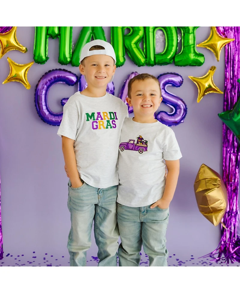 Sweet Wink Baby Boys Mardi Gras Truck Patch Short Sleeve T-Shirt