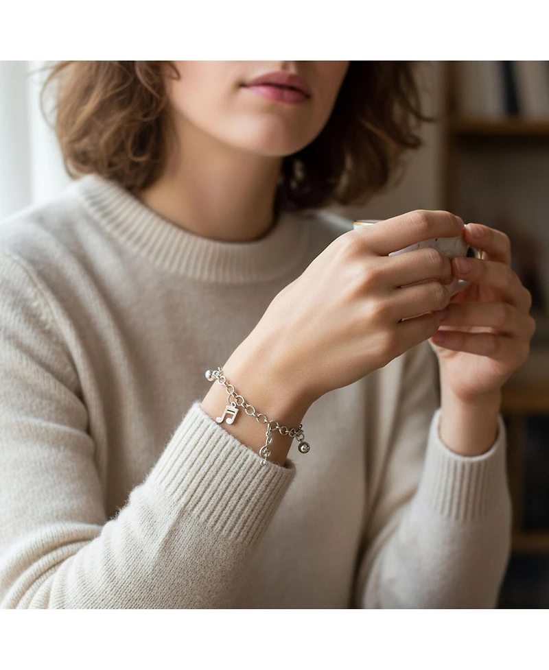 Bling Jewelry Musician Bells Clef Music Notes Charm Anklet Ankle Bracelet .925 Sterling Silver