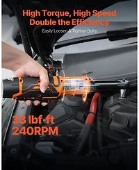 Mecale Cordless Ratchet Wrench Set, 3/8" Drive, 240 Rpm, 33 ft-lbs Torque, 2 Batteries, Charger, Sockets, Adapter, Extension Bar