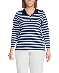 Lands' End Plus Supima Cotton 3/4 Sleeve Polo Shirt