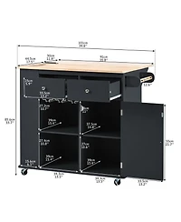 Clihome Kitchen Island with Power Outlet,Open Storage and Wine Rack, for Home, Kitchen, Dining Room