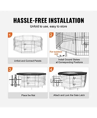 Cozito Dog Playpen, 8-Panel Foldable Metal Exercise Pen w/ Top Cover, 24 in H, Puppy Fence w/ Ground Stakes, Indoor/Outdoor