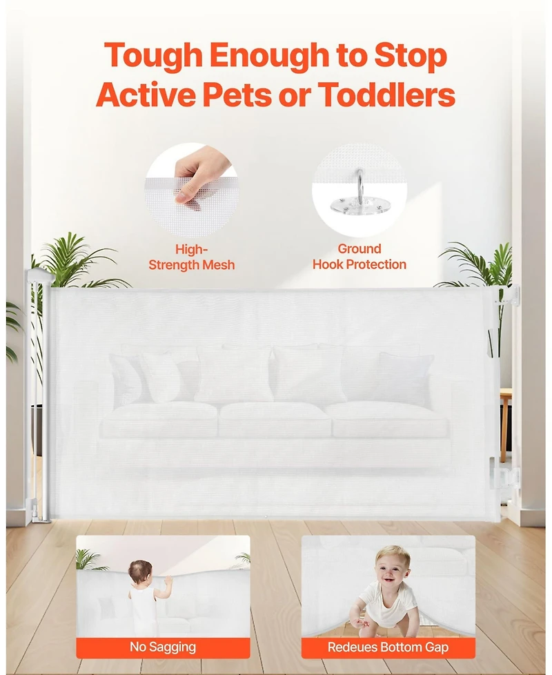 Cozito Retractable Baby Gate, 31.3 in Tall, Extends to 56.3 in Wide, Mesh Safety Gate w/ Security Lock, Trip-Free Walk-Through, Indoor/Outdoor