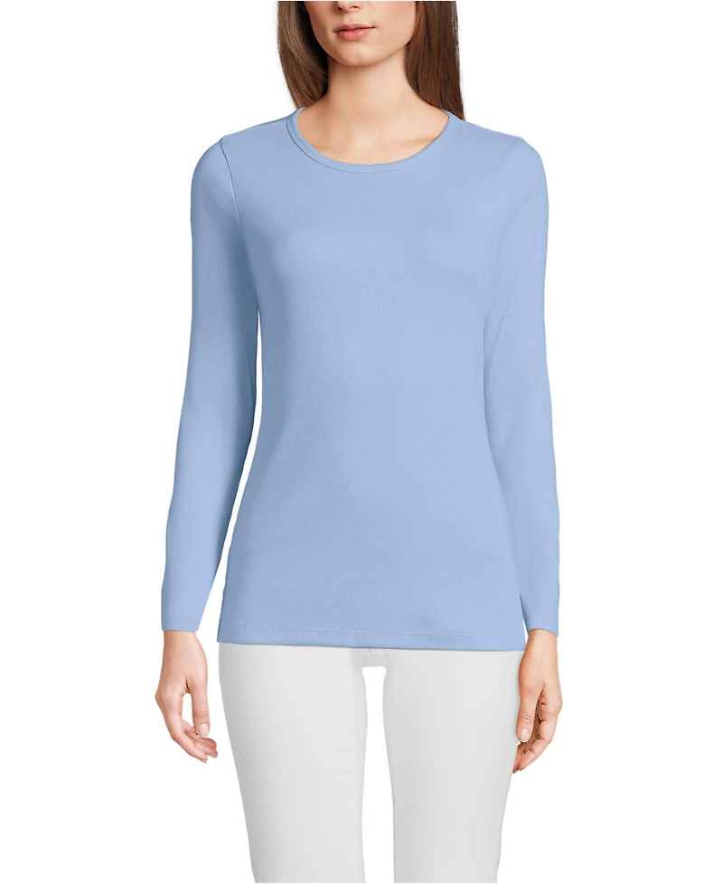 Lands' End Women's Tall Long Sleeve Micro Rib T-Shirt