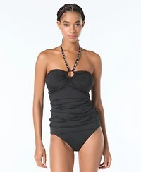 Michael Kors Womens Bandeau Neck Tankini Top Hipster Bikini Bottoms