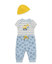 Little Me Baby Boys' Construction Short-Sleeve Bodysuit, Pants & Hat, 3-Piece Set
