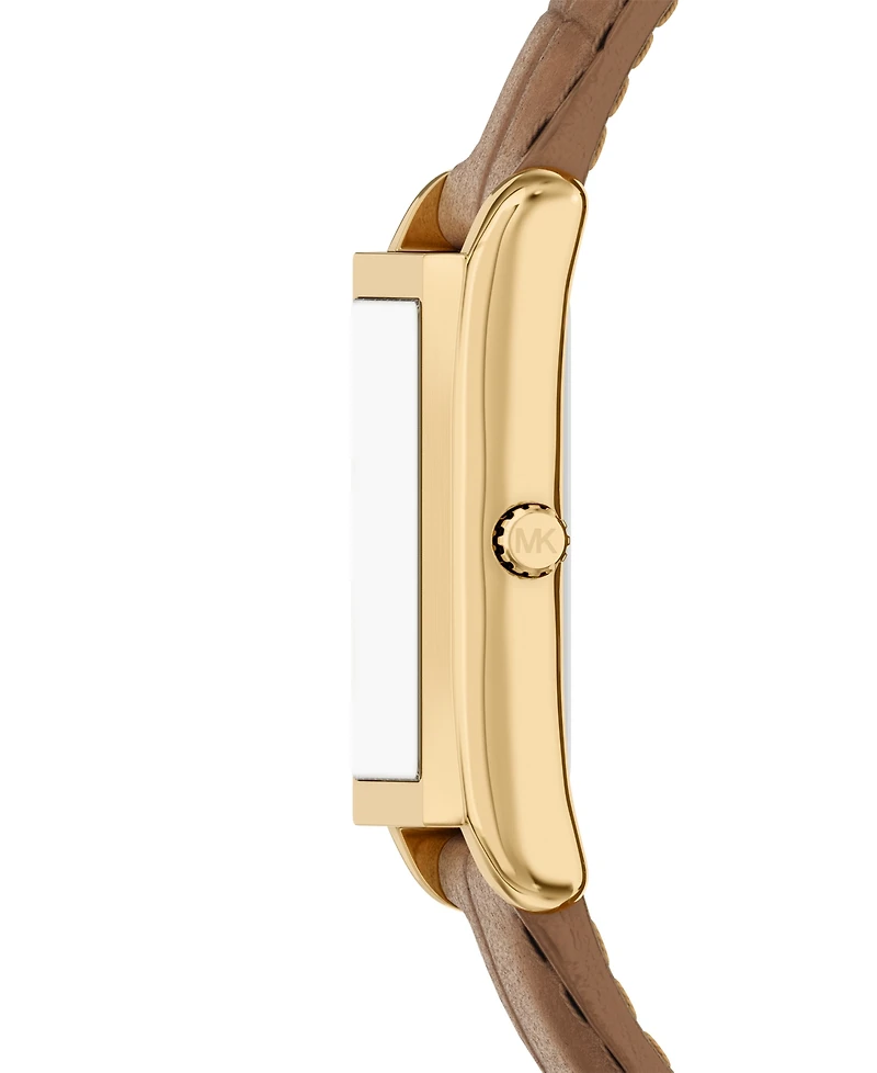 Michael Kors Women's Essex Three-Hand Brown Leather Watch, 26x36.5mm