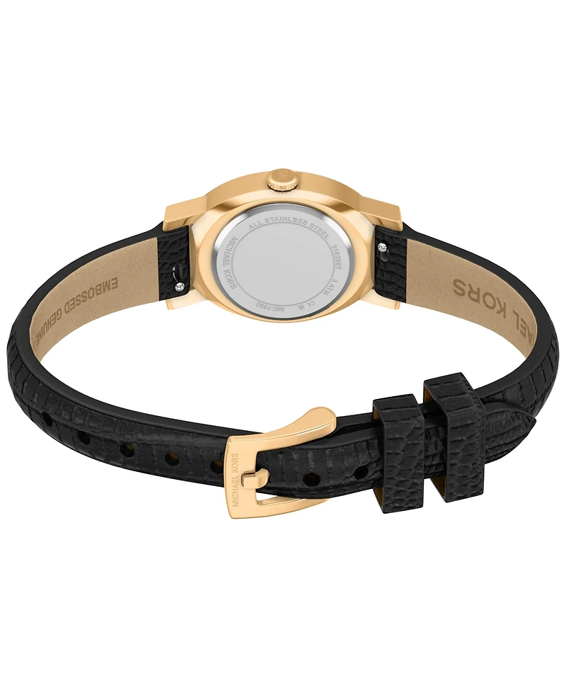 Michael Kors Women's Maude Three-Hand Black Leather Watch, 21mm