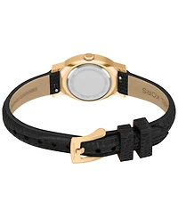 Michael Kors Women's Maude Three-Hand Black Leather Watch, 21mm