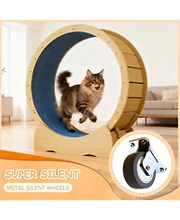 Aostirmotor 42" Cat Treadmill Wheel with Detachable Carpeted Runway in Yellow