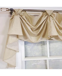 Rlf Home Pin Stripe 3-s Victory 100% Cotton Tab Top Swag Window Curtain 54" x 25" Natural