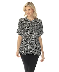 White Mark Women's Short Sleeve Printed Peplum Top