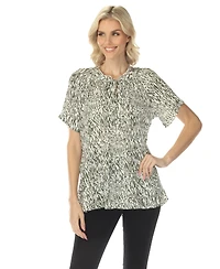 White Mark Women's Short Sleeve Printed Peplum Top