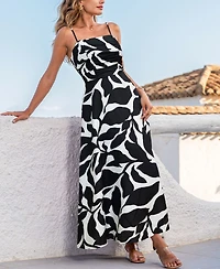 Cupshe Women's Abstract Print Ruched Bust Midi Beach Dress