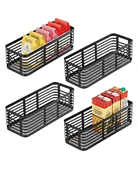 mDesign Metal Pantry Basket with Handles - Set of 4