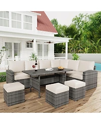 Gaomon 7-Piece Outdoor Patio Set with Wicker Rattan Dining Table