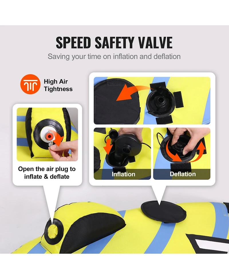 Mecale Inflatable Towable Tube for Boating, 1-3 Riders, 510 lbs Capacity, Full Nylon Cover, Eva Grab Handles, Speed Safety Valve