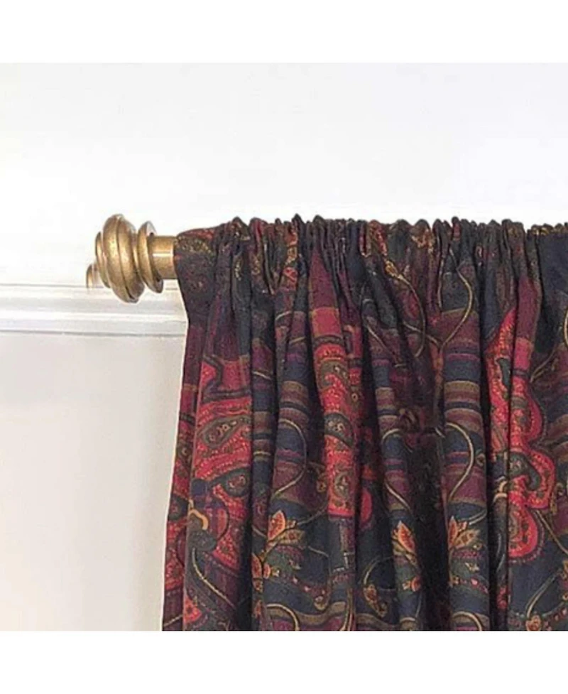 Rlf Home Espadas 100% Cotton Rod Pocket Window Curtain set of 2 Panels 100" x 96" Burgundy