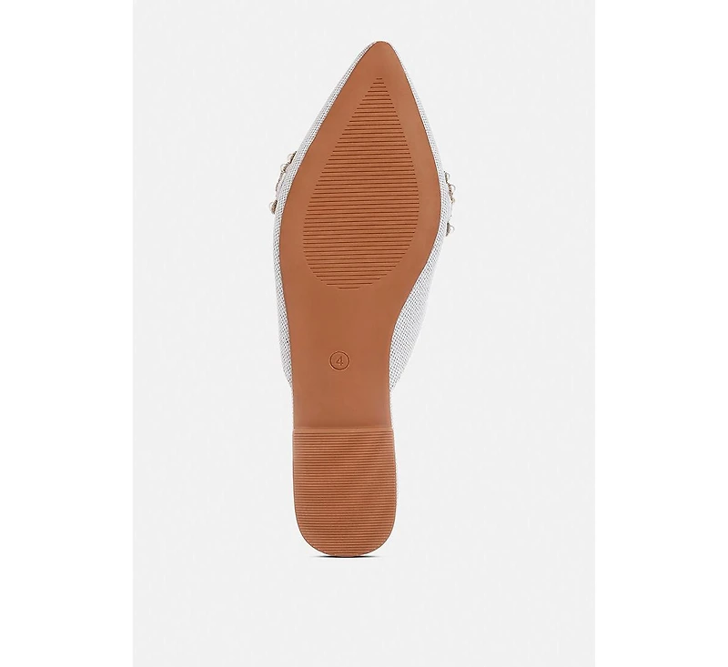 Astre Pearl Embellished Shimmer Mules