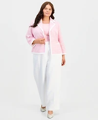 Kasper Plus Notched-Collar Open-Front Jacket