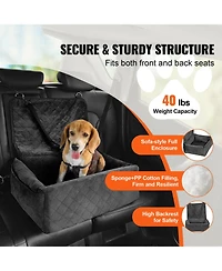 Cozito Dog Car Booster Seat w/ Storage Pocket & Safety Leash, Sponge + Pp Cotton Fill, Dog Car Bed for Small/Medium Dogs up to 40 lb