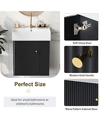 Cesicia 22 in. Modern Floating Bathroom Vanity with Ceramic Basin and Right Side Storage for Small Bathrooms