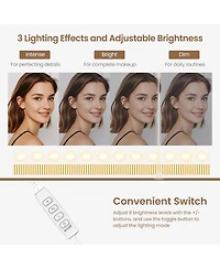 gaomon Makeup Table with Mirror, Led Bulbs and Power Outlet Vanity Desk with 3 Drawers and Storage Shelves Dressing Table for Bedroom Dressing Room