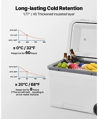 Mecale 45 Qt Wheeled Portable Cooler with Ice Retention, Heavy-Duty Handles and Cup Holder, Insulated Hard Cooler for Long Trips