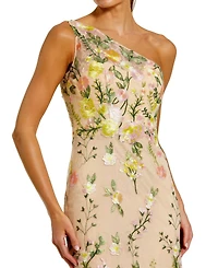 Mac Duggal Petite One Shlouder Lace Embroidered Gown Dresse