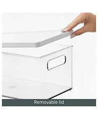 mDesign Plastic Storage Bin Box Container, Lid and Handles, 4 Pack, Clear/White