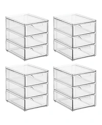 mDesign Plastic 3 Drawer Stackable Organizer for Bathroom Storage,4 Pack