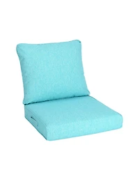 Aoodor Outdoor Deep Seat Cushion Set, Waterproof Patio Furniture Cushions with Adjustable Straps & Removable Cover, Set of 2