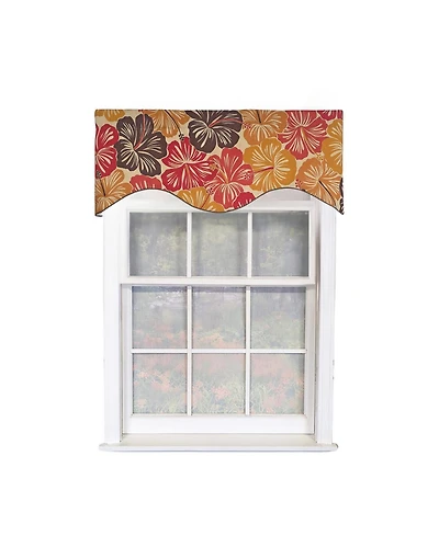 Rlf Home Wild Hibiscus Cornice 100% Cotton Rod Pocket Lined Window Valance 50" x 17" Multi
