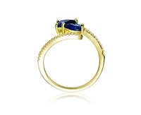 Genevive Elegant 14K Gold Plated Double Pear Cubic Zirconia Bypass Ring
