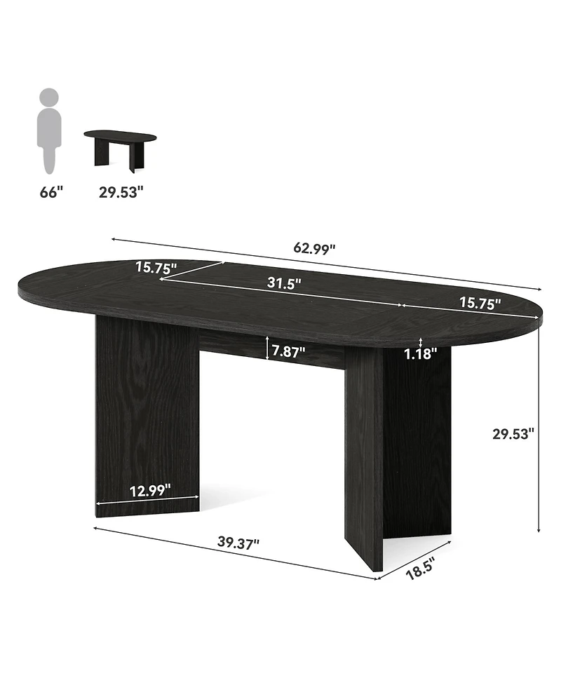 Tribesigns 63" Oval Farmhouse Dining Table for 4-6